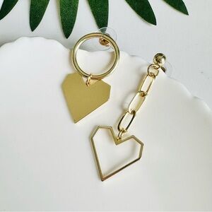 2/$30🌵 Gold Chain Heart Asymmetric Earrings Dangle Jewelry Boho Unique Gift NEW